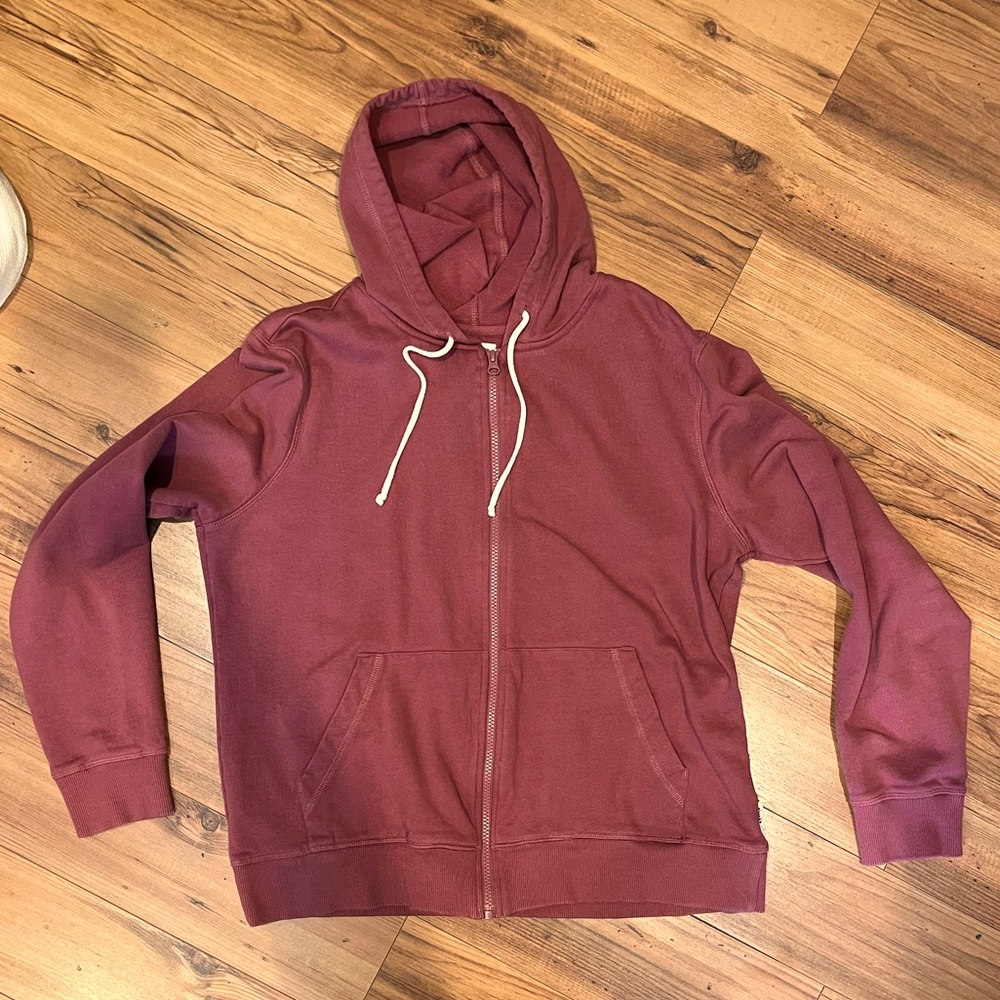 Pact Organic women’s full zip hoodie sweatshirt jacket brick red size XL